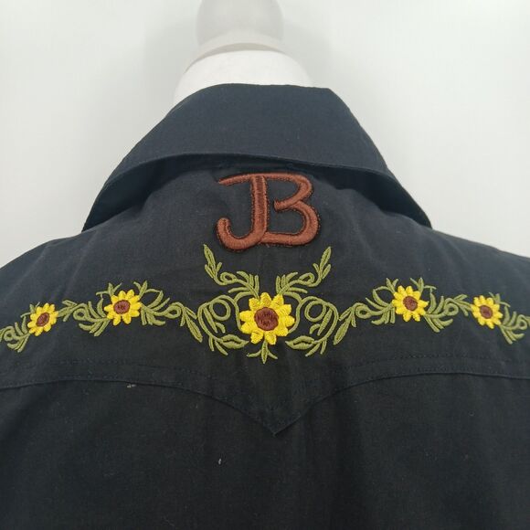 vintage Womens black button front flower embroidered westernwear top size M - Picture 6 of 8
